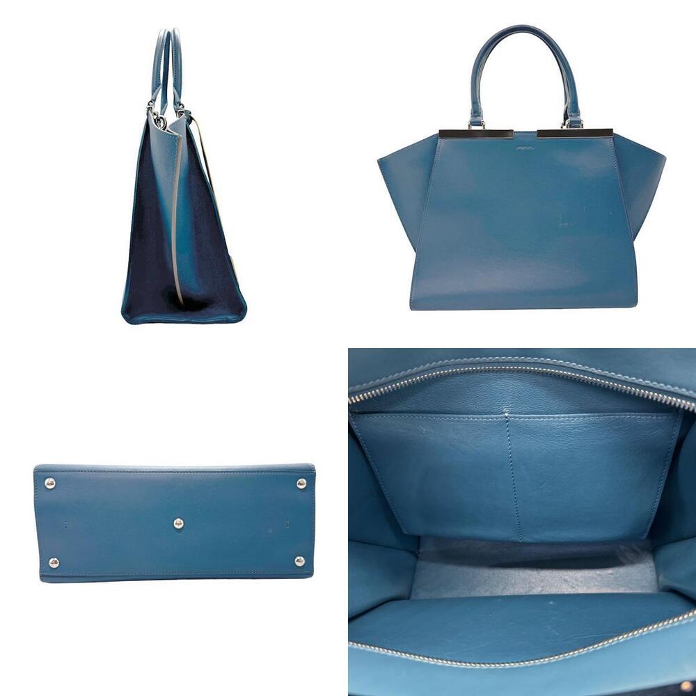 Fendi Trois Jours Leather Shoulder Bag Blue - Picture 2 of 4